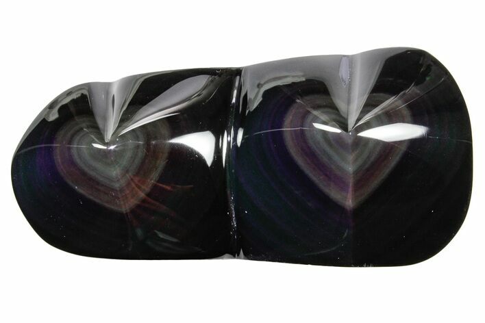 Polished Rainbow Obsidian Double Heart - Mexico #362214